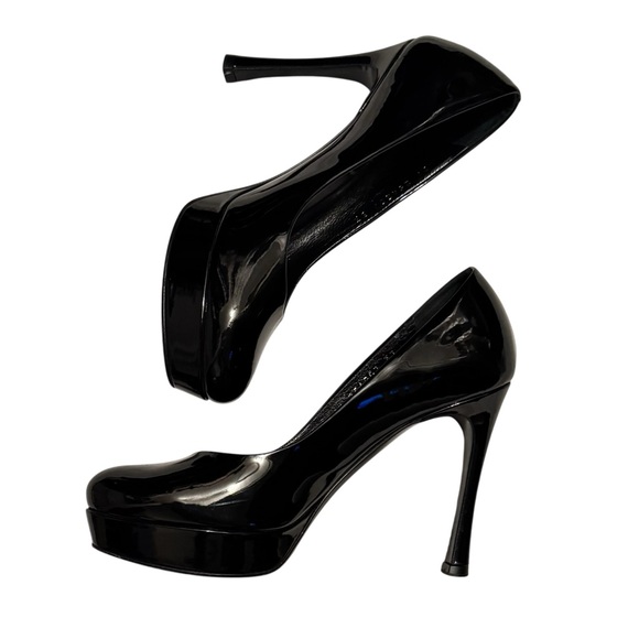 Yves Saint Laurent Rive Gauche Black Patent Leather Pumps - Size 7 (IT 37) - Picture 11 of 15
